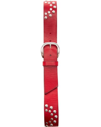 Mango Stud Detail Leather Belt - Red