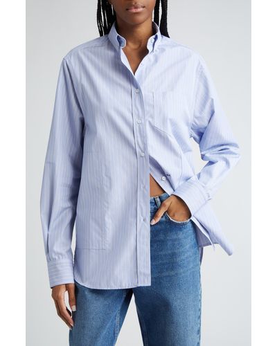Saks Potts William Stripe Cotton Button-down Shirt - Blue