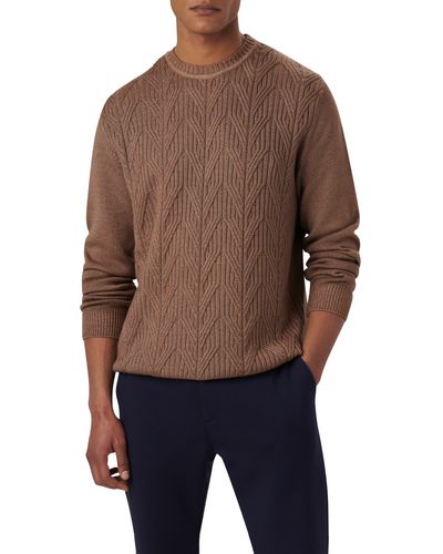 Bugatchi Cable Stitch Merino Wool Sweater - Brown