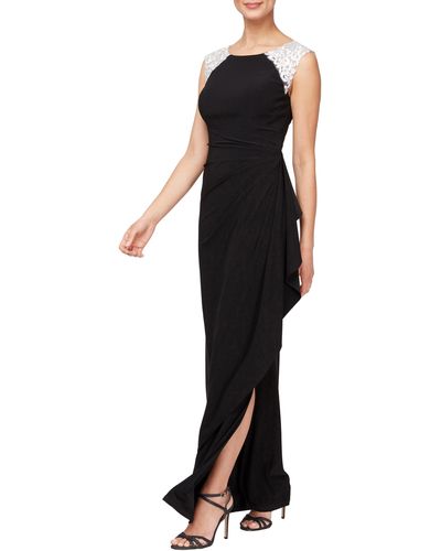 Alex Evenings Embroidered Body-con Gown - Black