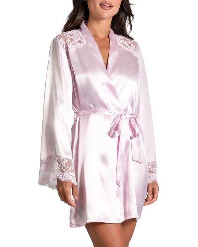 In Bloom Love Me Now Lace Trim Satin Robe - White