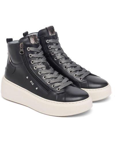 Nero Giardini High Top Wedge Sneaker - Black