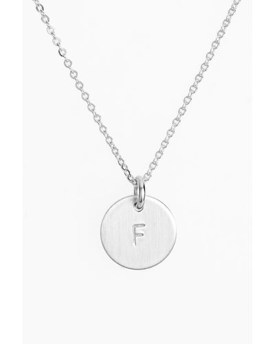 Nashelle Sterling Silver Initial Mini Disc Necklace - White