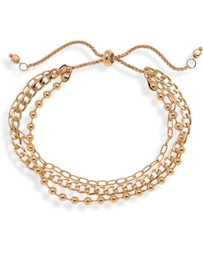 BP. Layered Chain Slider Bracelet - Metallic