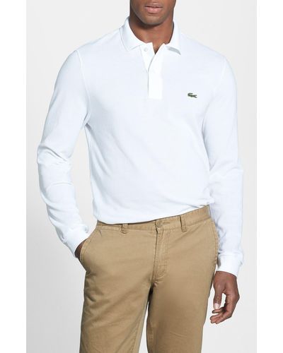 Lacoste Regular Fit Long Sleeve Piqué Polo - White