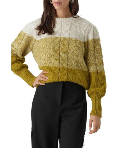 Vero Moda Daiquiri Cable Knit Colorblock Sweater - Multicolor