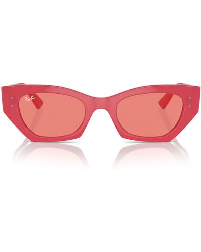 Ray-Ban Zena 52mm Geometric Sunglasses - Red