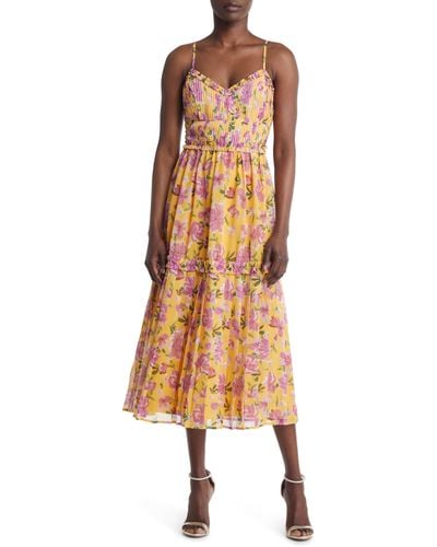 Adelyn Rae Meadow Floral Pleated Fit & Flare Dress - Multicolor