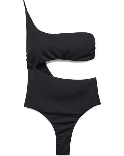 Mango Cutout One-shoulder One-piece Swimsuit - Black