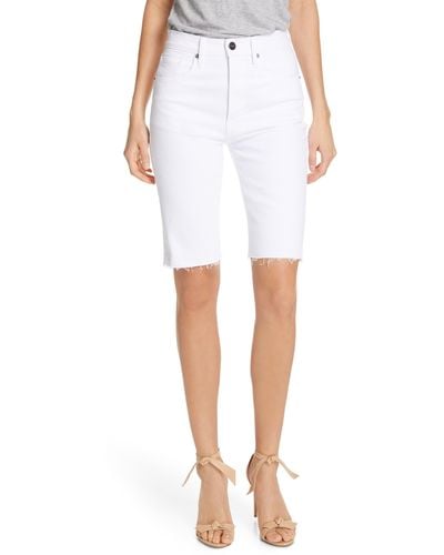FRAME Le Vintage High Waist Raw Edge Bermuda Shorts - White