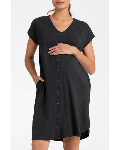 Seraphine Hospital Bag Maternity/nursing Labor Nightgown - Black