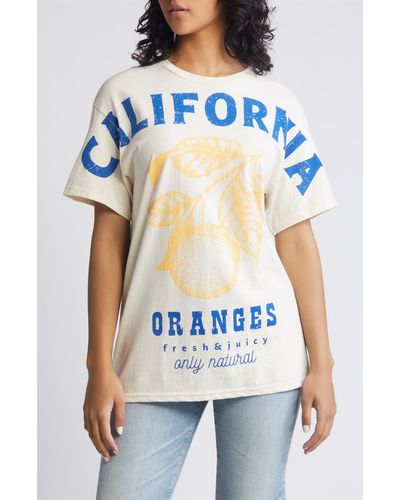 THE VINYL ICONS California Oranges Cotton Graphic T-shirt - Blue