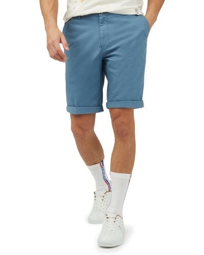 Ben Sherman Signature Flat Front Stretch Cotton Chino Shorts - Blue