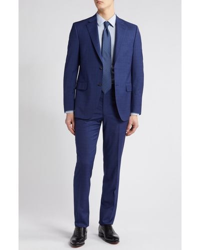 Peter Millar Glen Plaid Tailored Fit Wool Suit - Blue