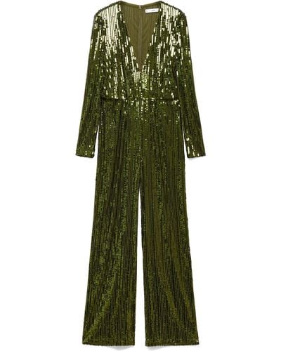 Mango Long Sleeve Sequin Jumpsuit - Green