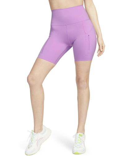 Nike Dri-fit Firm Support High Waist Biker Shorts - Pink