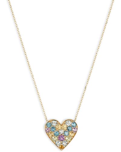 Bony Levy 14k Gold Pavé Heart Pendant Necklace - White