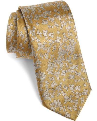 Canali Floral Silk Tie - Yellow