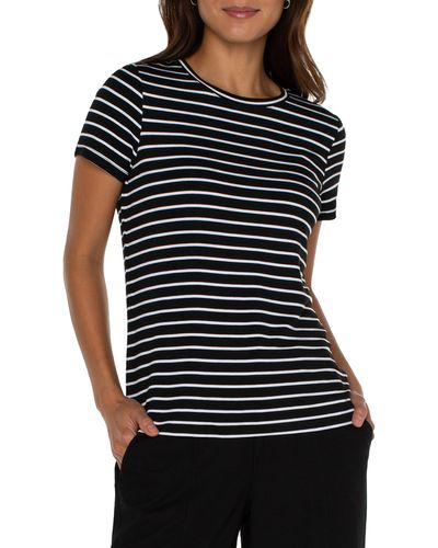 Liverpool Los Angeles Stripe French Terry T-shirt - Black