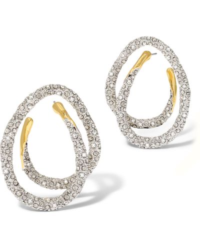 Alexis Solanales Crystal Pavé Spiral Hoop Earrings - White