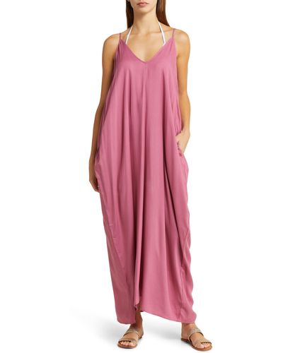 Elan V-back Cover-up Maxi Dress - Pink