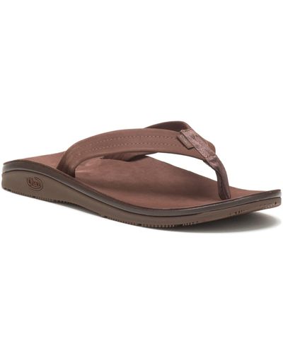 Chaco Leather Flip Flop In Dark Brown At Nordstrom Rack