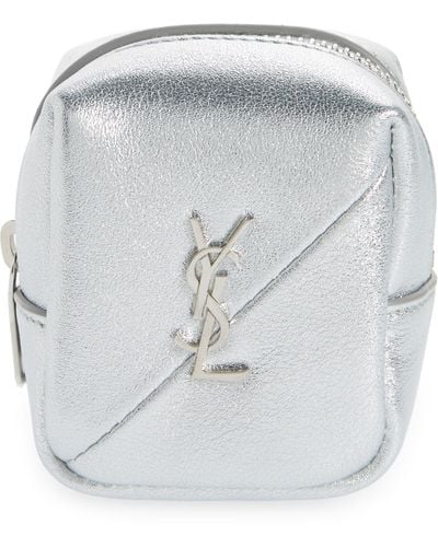 Saint Laurent Jamie Metallic Leather Bag Charm - White