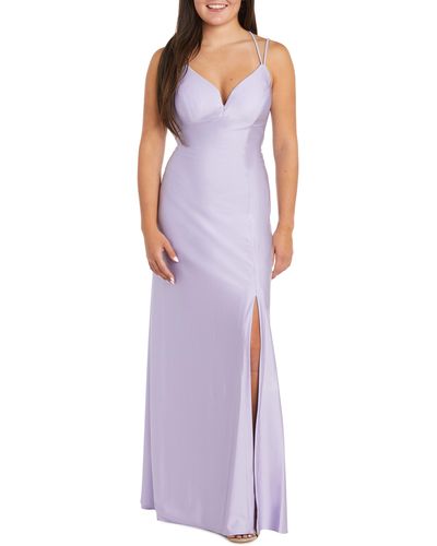 Morgan & Co. Strappy Tie Back Gown - Purple