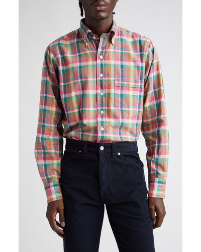 Drake's Madras Plaid Button-down Shirt - Multicolor