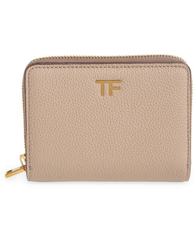 Tom Ford T-line Soft Grain Leather Zip Wallet - Brown