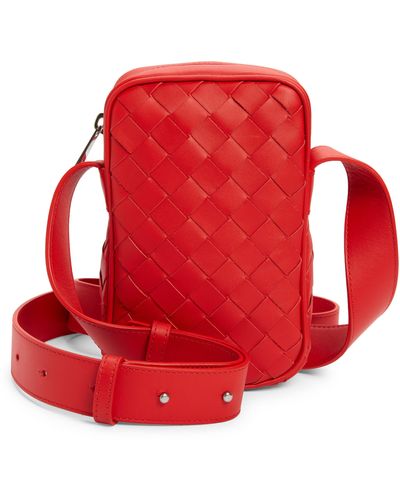 Bottega Veneta Intrecciato Leather Phone Pouch - Red