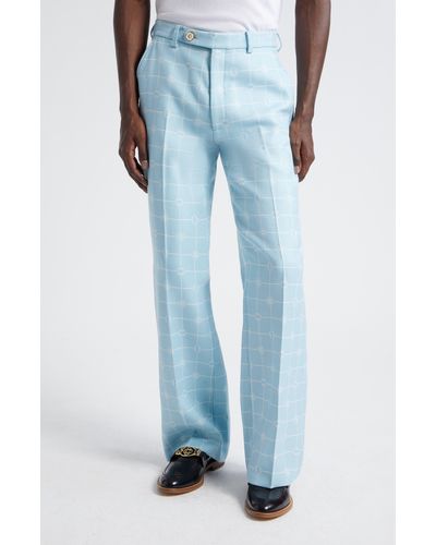 Casablancabrand Straight Leg Wool Blend Pants - Blue