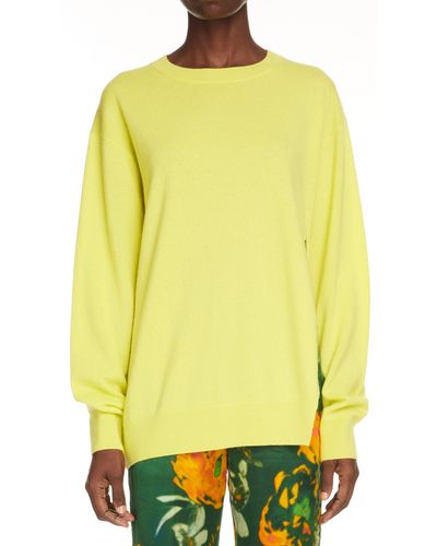 Dries Van Noten Nevermind Side Slit Cashmere Sweater - Yellow