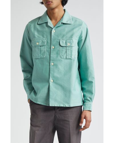 Visvim Keesey G. S. Long Sleeve Cotton Sateen Camp Shirt - Green