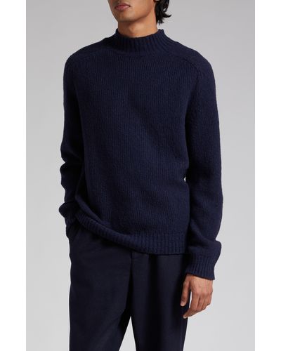 De Bonne Facture Wool Mock Neck Sweater - Blue