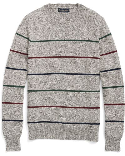 Brooks Brothers Marled Stripe Supima Cotton Sweater - Gray