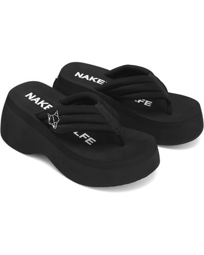 Naked Wolfe Damsel Platform Flip Flop - Black