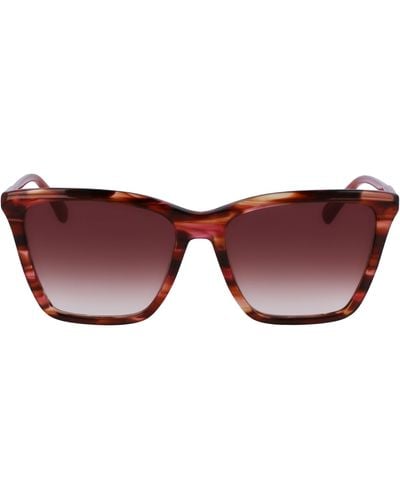 Longchamp Le Pliage 56mm Gradient Rectangular Sunglasses - Red