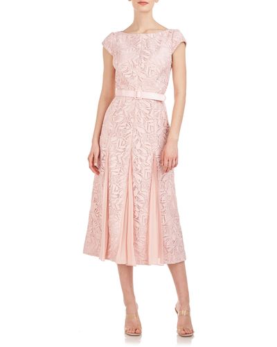Kay Unger Angela Lace A-line Midi Dress - Pink