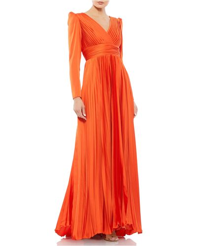 Mac Duggal Pleated Gown - Orange
