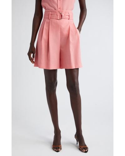 Akris Punto Fiorellina High Waist Belted Shorts - Pink