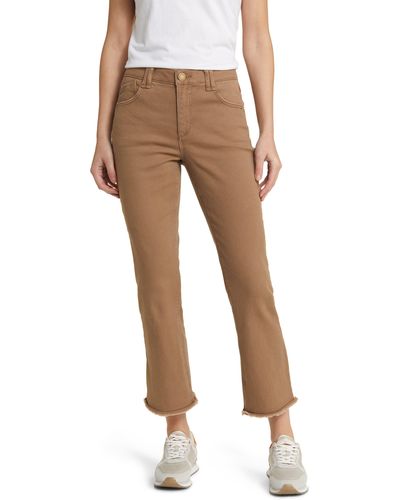Wit & Wisdom 'ab'solution Frayed High Waist Ankle Flare Jeans - Natural