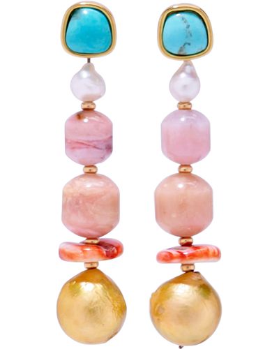 Lizzie Fortunato Navya Linear Drop Earrings - Pink