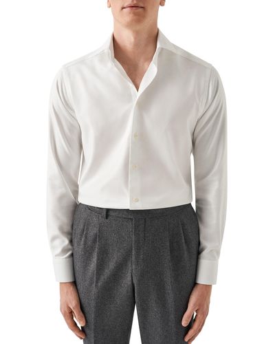 Eton Slim Fit Textured Stretch Twill Dress Shirt - Gray