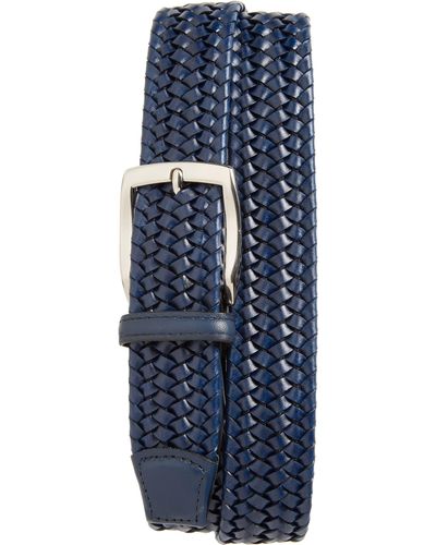 Torino Woven Stretch Leather Belt - Blue