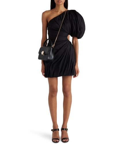 Chloé One-shoulder Ruched Minidress - Black