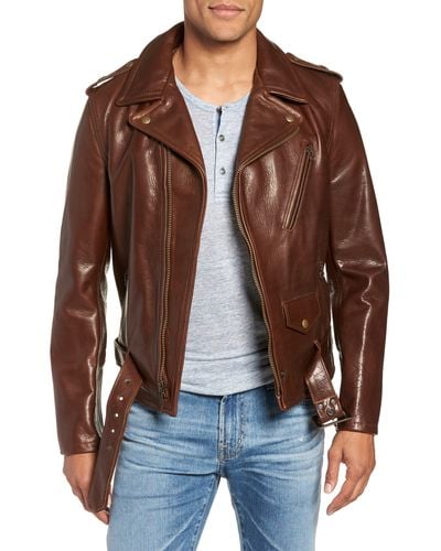 Schott Nyc '50s Oil Tanned Cowhide Leather Moto Jacket - Brown