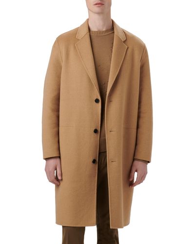 Bugatchi Tailor Fit Wool Blend Longline Coat - Brown