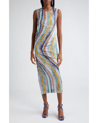 Missoni Zigzag Sleeveless Knit Midi Dress - Multicolor