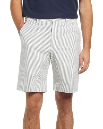 Berle Flat Front Seersucker Shorts - White